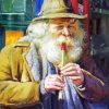 Old Man Playing Penny Whistle Diamond Painting