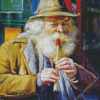 Old Man Playing Penny Whistle Diamond Painting