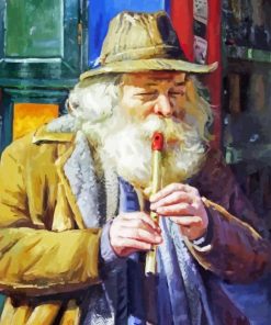 Old Man Playing Penny Whistle Diamond Painting