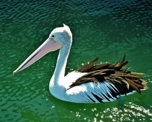 Pelican Bird On Water Diamond Painting