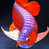 Purple And Red Arowana Fish Diamond Painting