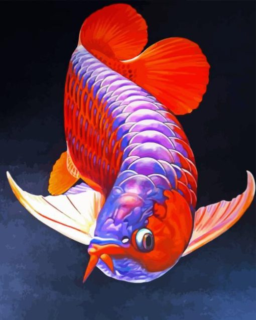 Purple And Red Arowana Fish Diamond Painting