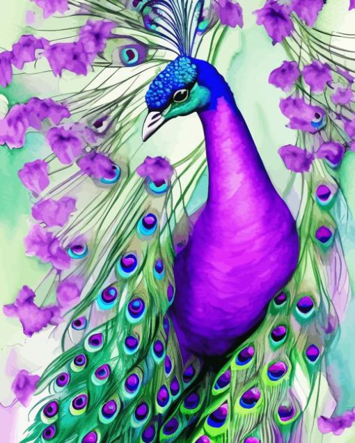 Purple Peacock Art Diamond Painting