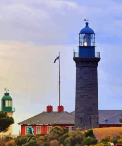 Queenscliff Black Lighthouse Diamond Painting