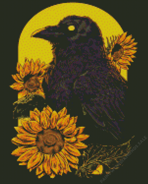 Raven Sunflower Diamond Painting