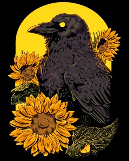 Raven Sunflower Diamond Painting