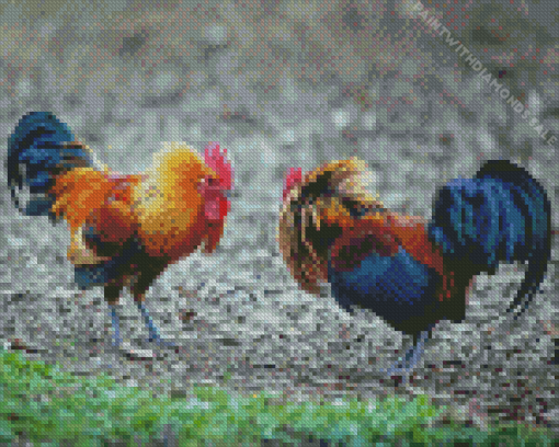 Rooster Fighting Diamond Painting