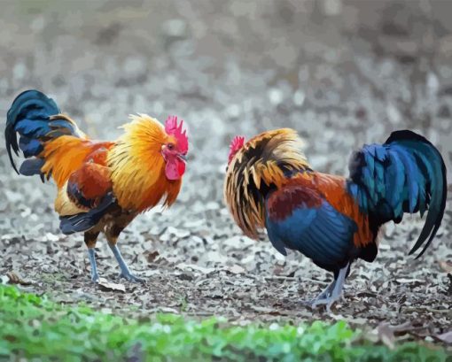 Rooster Fighting Diamond Painting