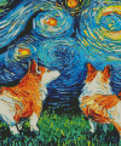 Starry Night Dogs Diamond Painting