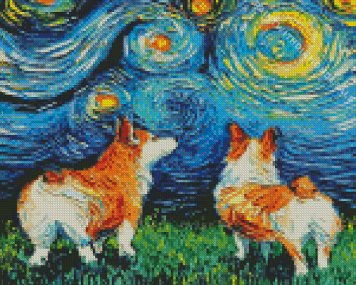 Starry Night Dogs Diamond Painting