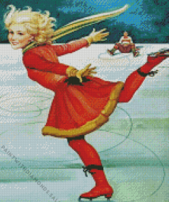 Vintage Figure Skating Girl Diamond Painting