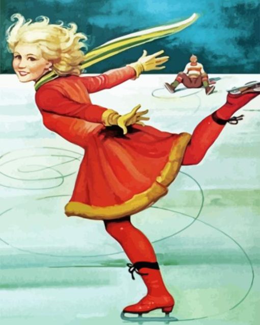 Vintage Figure Skating Girl Diamond Painting