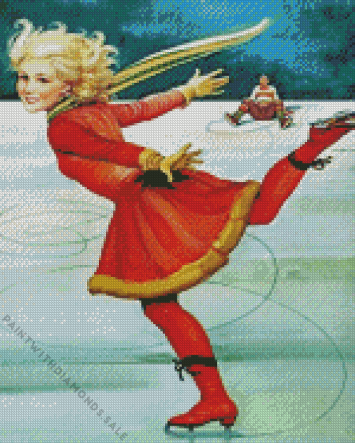 Vintage Figure Skating Girl Diamond Painting