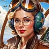 Vintage Pilot Girl Diamond Painting