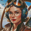 Vintage Pilot Girl Diamond Painting