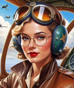 Vintage Pilot Girl Diamond Painting