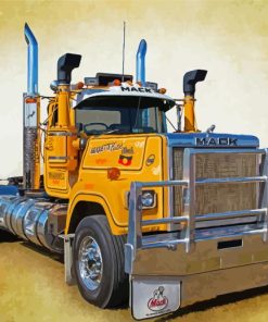 Yellow Mack Truck Diamond Painting