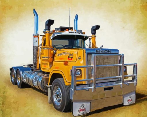 Yellow Mack Truck Diamond Painting