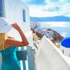 Blonde Girl In Santorini Diamond Painting