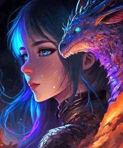 Girl And Dragon Diamond Painting