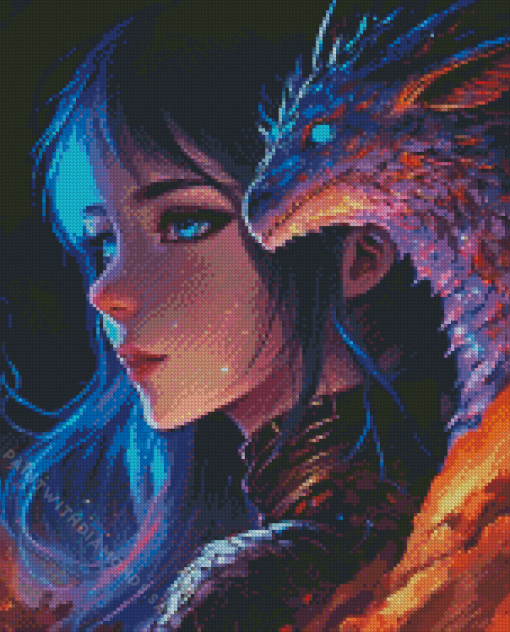 Girl And Dragon Diamond Painting