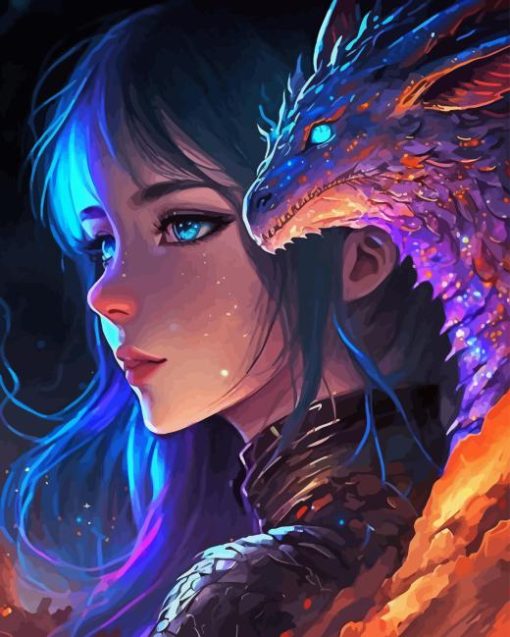 Girl And Dragon Diamond Painting