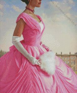 Lady In Pink Dress Diamond Painting