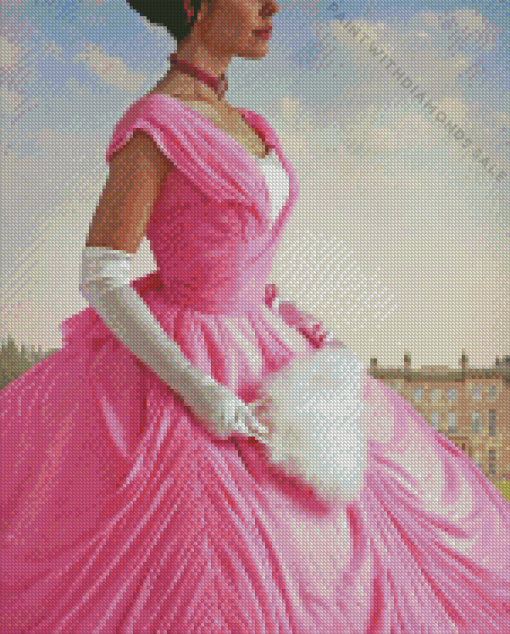 Lady In Pink Dress Diamond Painting