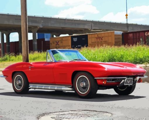 Red 67 Stingray Car Diamond Painting