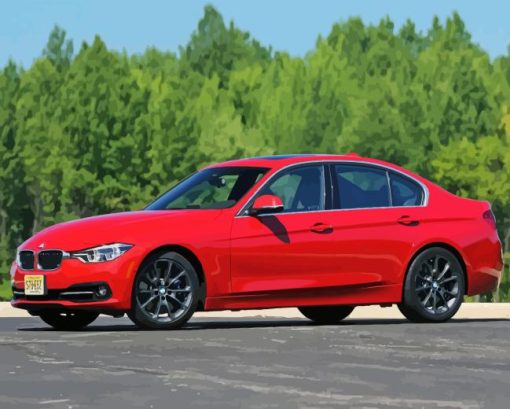 Red BMW 340i Diamond Painting