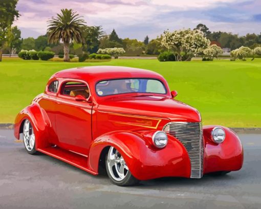 Red Luxury Hotrod Diamond Painting