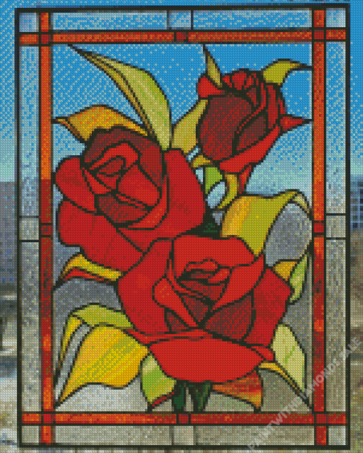 Rose With Stained Glass Diamond Painting