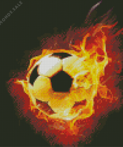 Soccer Ball On Fire Diamond Painting