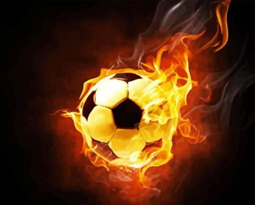 Soccer Ball On Fire Diamond Painting