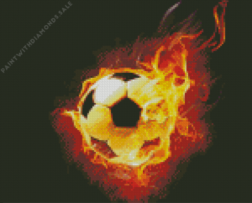 Soccer Ball On Fire Diamond Painting