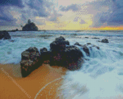 Waves Over Rock Diamond Painting