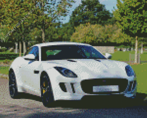 White Car Jaguar Diamond Painting