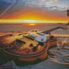 Antique Guitar Seaside Diamond Painting