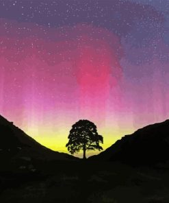 Aurora Sycamore Gap Tree Diamond Painting