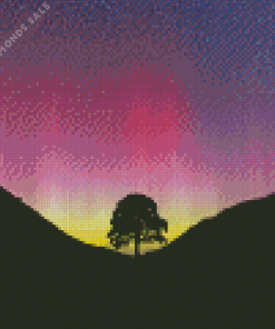 Aurora Sycamore Gap Tree Diamond Painting