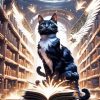 Black Cat In Library Art Diamond Painting