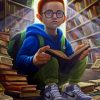 Boy Reading Book Diamond Painting