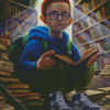 Boy Reading Book Diamond Painting