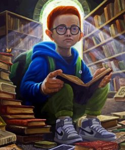 Boy Reading Book Diamond Painting