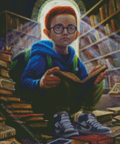 Boy Reading Book Diamond Painting