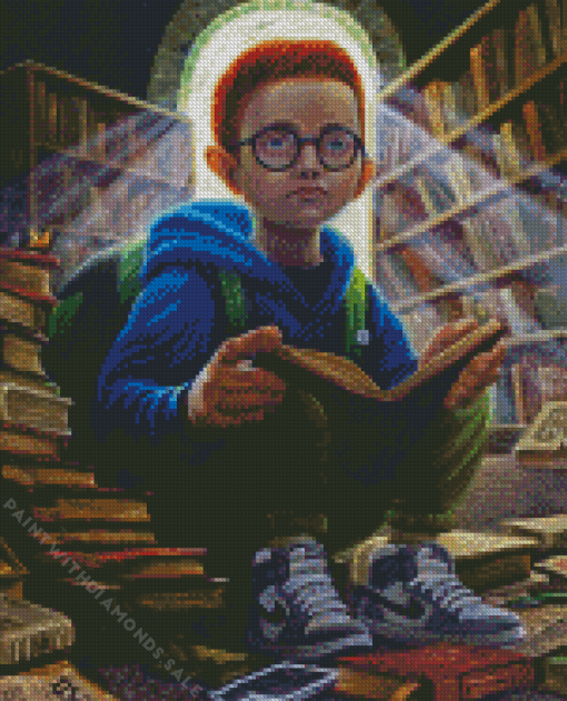 Boy Reading Book Diamond Painting