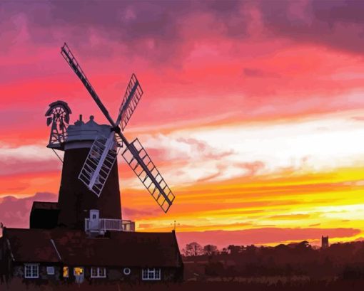 Cley Windmill Sunset Diamond Painting