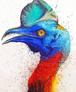 Colorful Splatter Cassowary Diamond Painting