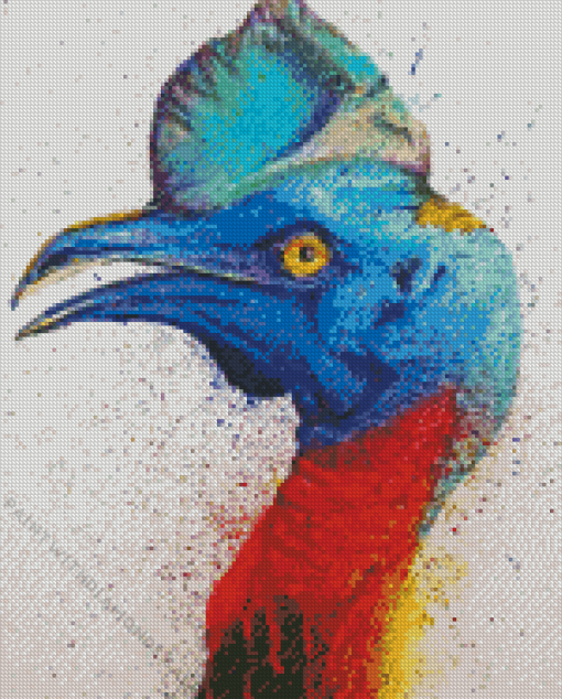 Colorful Splatter Cassowary Diamond Painting