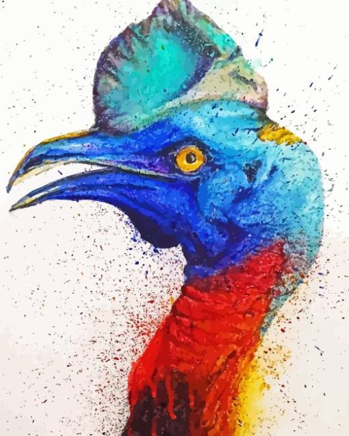 Colorful Splatter Cassowary Diamond Painting